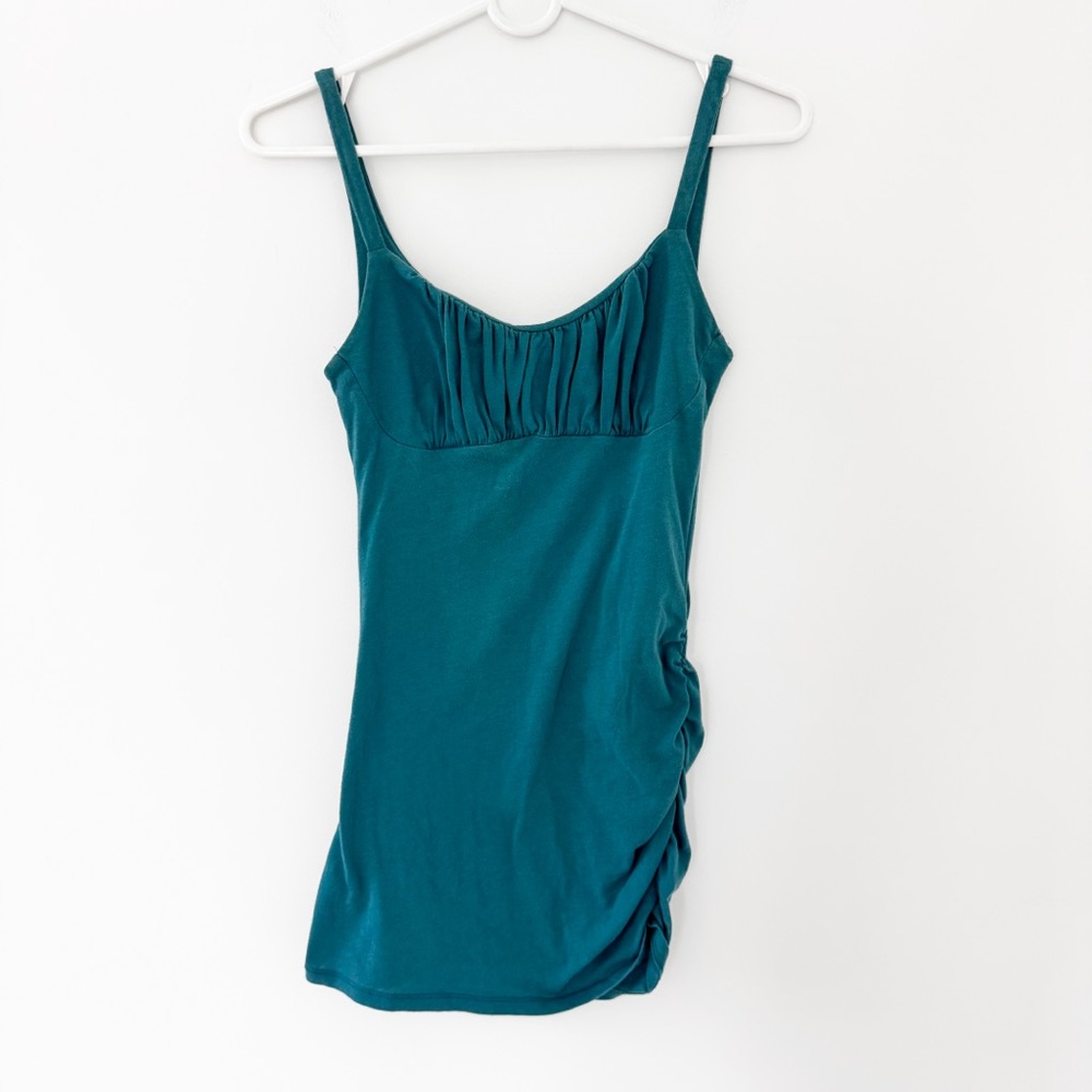 American Eagle Teal Green Ruched Tank Top - Size XS